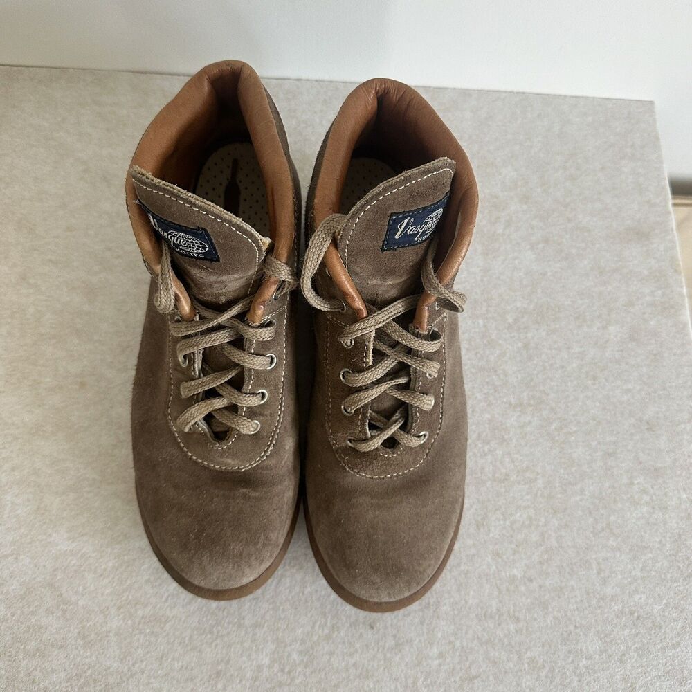 Vintage Vasque Men's Hiking Boots 7.5 Tan Brown Leather Suede Lace Ankle Italy - Picture 8 of 9